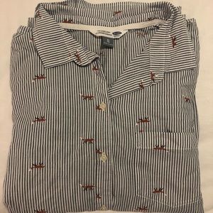 Fox Print Button Up Shirt